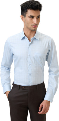 Raymond Men Checkered Formal Blue Shirt