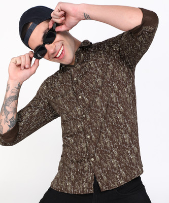 FLYING MACHINE Men Printed Casual Brown Shirt