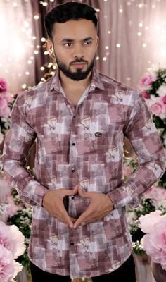 gurukrupa creation Men Self Design Casual Gold Shirt