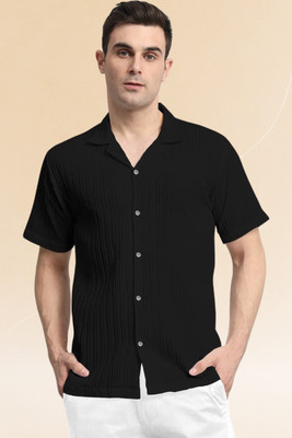 Dharamraj Fashion Men Self Design Casual Black Shirt