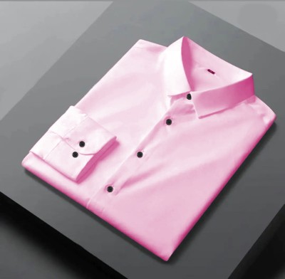 S-Line Men Solid Casual Pink Shirt