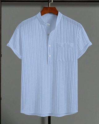 METRONAUT Men Self Design Casual Light Blue Shirt