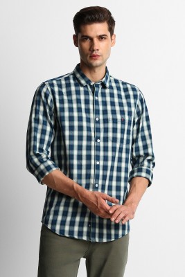 LOUIS PHILIPPE Men Checkered Casual Dark Blue, White Shirt