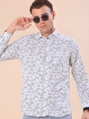 V-MART Men Printed Casual Light Green, White Shirt