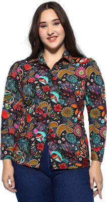 ANUSHIL Women Printed Casual Dark Blue Shirt