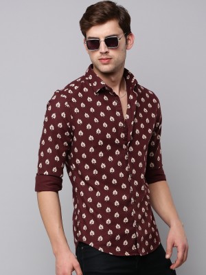 Showoff Men Printed Casual Brown Shirt