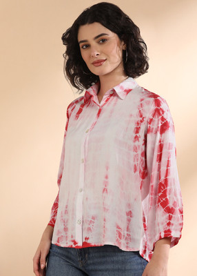 CORSICA Women Dyed/Ombre Casual White, Pink Shirt