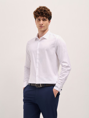 THE BEAR HOUSE Men Solid Formal White Shirt