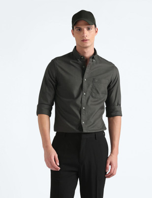 FLYING MACHINE Men Solid Casual Green Shirt