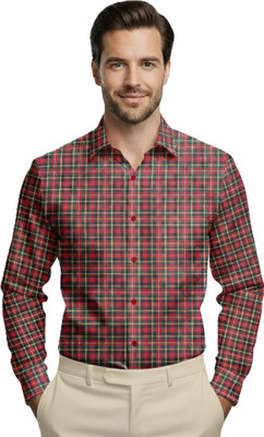 GALAXOMUS CLOTHING Men Checkered Formal Red, Dark Blue, White Shirt