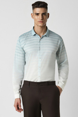 VAN HEUSEN Men Striped Party Blue, White Shirt