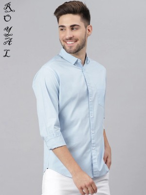 Vishuket Fashion Men Solid Formal Light Blue Shirt