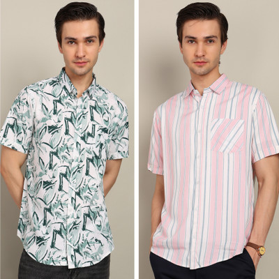BLYNK Men Printed Casual Multicolor Shirt(Pack of 2)