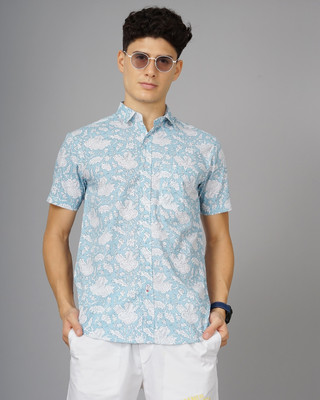 Paul Street Men Printed Casual Blue Shirt