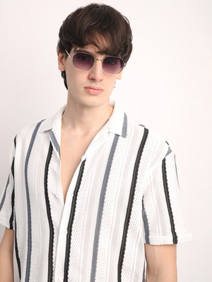 Voroxy Men Self Design Casual Grey Shirt