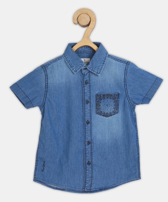 Pepe Jeans Boys Washed Casual Blue Shirt