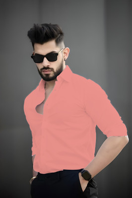 JEMI ENTERPRISE Men Solid Formal Orange Shirt