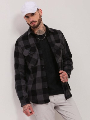 Showoff Men Checkered Casual Grey, Black Shirt