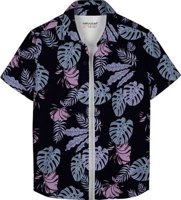 Hellcat Boys Printed Casual Dark Blue Shirt
