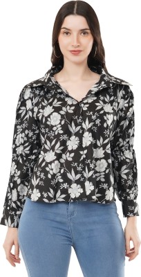 HNJ FASHION Women Floral Print Casual Black Shirt