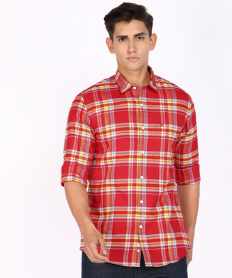 PETER ENGLAND Men Checkered Casual Red Shirt