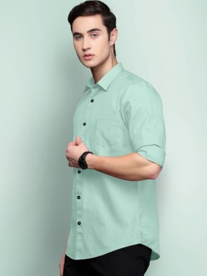 shikha enterprise Men Solid Formal Light Green Shirt