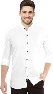VTEXX Men Solid Casual White Shirt