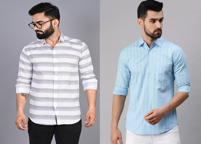 FUBAR Men Striped Casual Multicolor Shirt(Pack of 2)