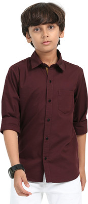 ROCKET SCIENCE Boys Solid Casual Maroon Shirt