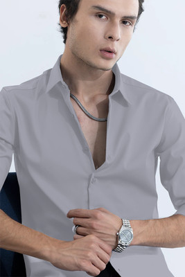 SAADIWALA Men Solid Casual Grey Shirt