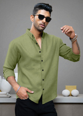 Yanthi Men Solid Casual Light Green Shirt