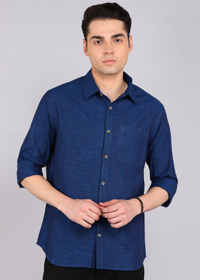 WROGN Men Solid Casual Dark Blue Shirt