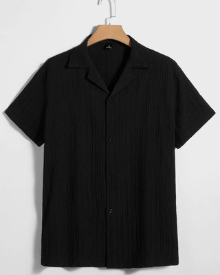 MAA UMA Men Self Design Casual Black Shirt