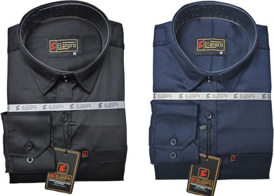 Elanpro Men Solid Formal Multicolor Shirt(Pack of 2)