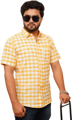 CLOTHESCLASSIC Men Striped Casual Yellow Shirt