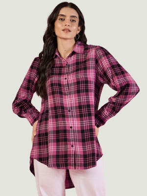 Elegance enterprise Women Checkered Casual Pink, Black Shirt