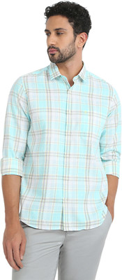 Raymond Men Checkered Casual Yellow Shirt