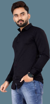 ALVIN ENTERPRISE Men Solid Casual Black Shirt