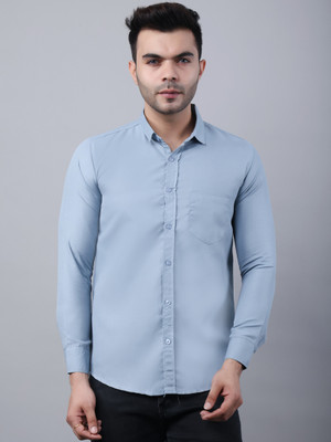 Men Solid Casual Light Blue Shirt