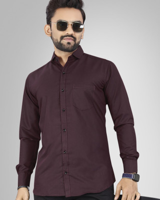 NIVICK Men Solid Formal Maroon Shirt
