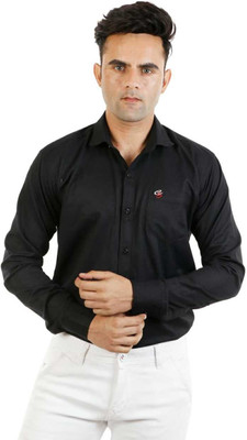 Style Nest Men Self Design Casual Black Shirt