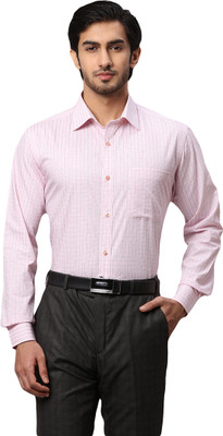 Raymond Men Checkered Formal Red Shirt