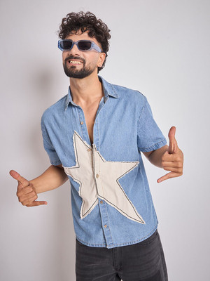 FUGAZEE Men Printed Casual Blue Shirt