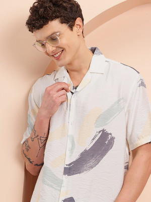 Mast & Harbour Men Printed Casual White Shirt