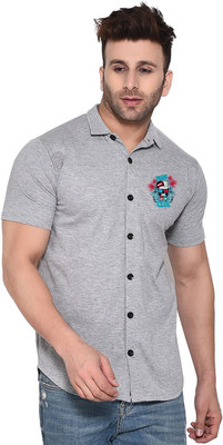 Blisstone Men Printed Casual Silver Shirt