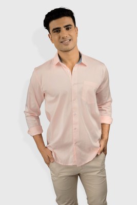 Albatross Men Solid Casual Pink Shirt