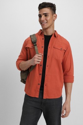 FOREVER 21 Men Solid Casual Red Shirt