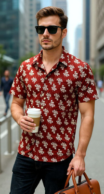 Rangrekha Creations Men Printed Casual Maroon Shirt