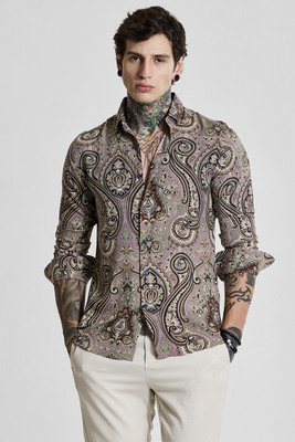 Snitch Men Printed Casual Purple Shirt
