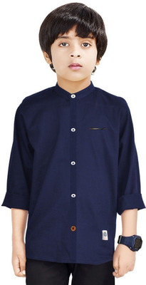 crane Boys Solid Casual Dark Blue Shirt